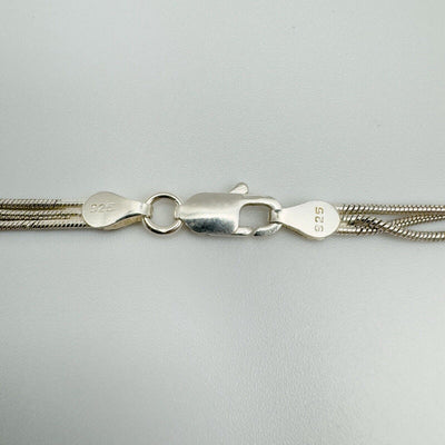 3 Row Strand Beaded Ball 18” Necklace in Sterling Silver 925 13g *