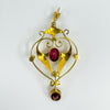 Rare Antique 15ct  Gold Pearl & Pink Tourmaline Lavalier Pendant Art Nouveau