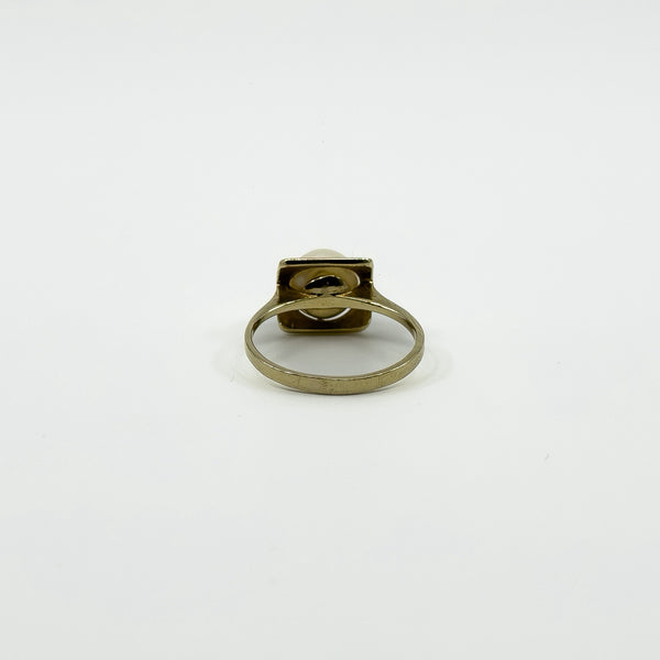 Vintage 9ct Gold 7.3mm Pearl Solitaire Ring 375 Size L - M (1975)