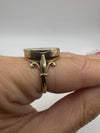 Vintage 9ct Gold Secret Locket Ring Size M 1/2  Engraved Fleur De Lis 1984