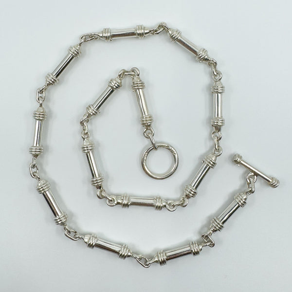 Chunky Sterling Silver Tubular Barrel Links 18" Chain & Toggle T-Bar 925 55g