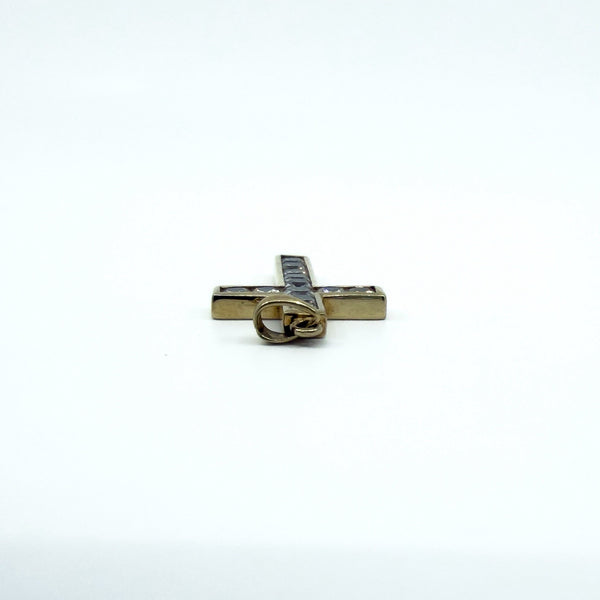 Chunky 9ct Gold CZ Christian Cross Pendant 375