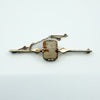 Large Antique / Art Deco 9ct Gold Left Facing Carved Shell Cameo Bar Brooch 375