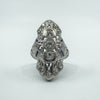 Antique / Art Deco Platinum Diamond & Sapphire Trilogy Navette Ring Size M