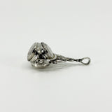 Chunky Vintage Sterling Silver Spinning 3x Sided Photo Locket Fob / Pendant 925