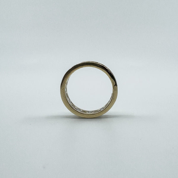 Chunky Vintage 9ct Gold Diamond & Emerald Full Eternity Band Ring 375 Size Q - R