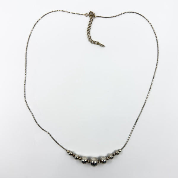 Sterling Silver Graduated Beaded Ball 20" Neacklace / Chain 925
