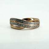 9ct - 10ct Rose Gold Diamond Band / Ring 375 Size P
