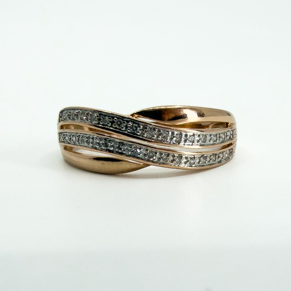 9ct - 10ct Rose Gold Diamond Band / Ring 375 Size P