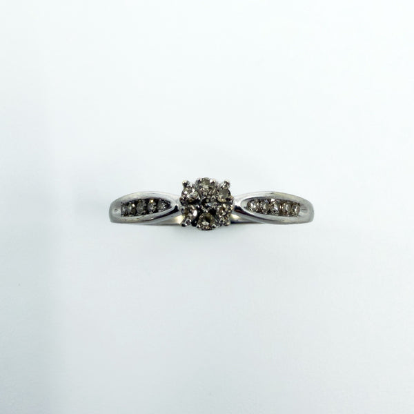 9ct White Gold Diamond Engagment Ring 375 Size L