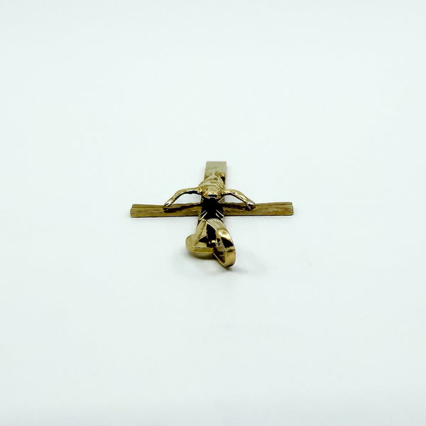 Vintage 9ct Gold Reversible Engraved Christian Cross Crucifix Pendant Charm 375