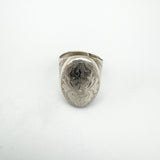 Large Chunky Oval Vintage Engraved Ring in Sterling Silver 925 Size P - Q by DPG