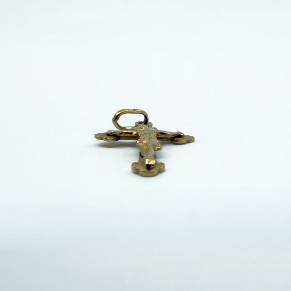 Small Vintage 9ct Gold Engraved Christian Cross Crucifix Pendant Charm 375