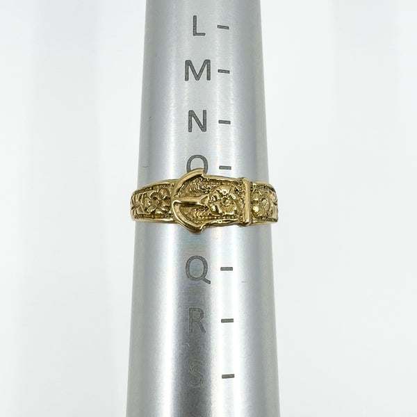 Vintage 9ct Gold Floral Engraved Buckle Ring 375 Size O 1/2