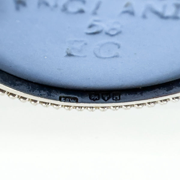 Vintage Sterling Silver Wedgewood Cupid Cherub Blue Jasper Ware Cameo Brooch 925