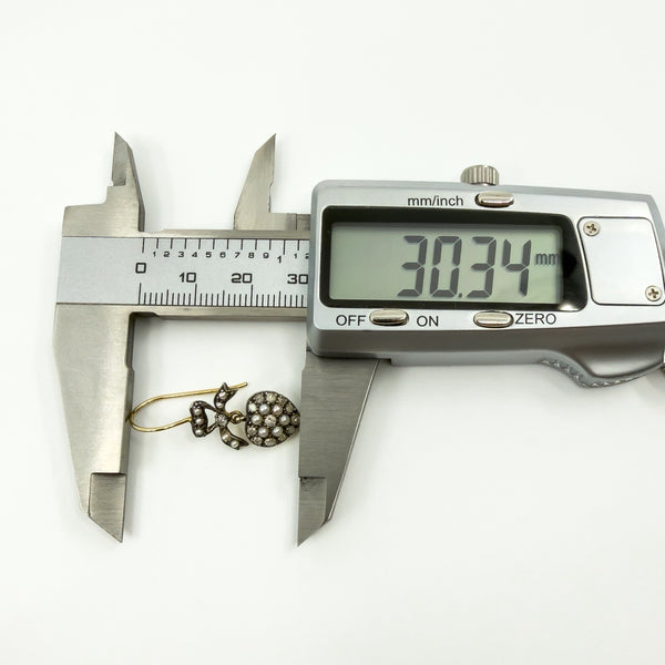 Silver Gilt Diamond & Pearl Puffy Heart Drop Bow Earrings 925