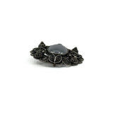 Large Vintage Sterling Silver Filigree Hematite Brooch 925