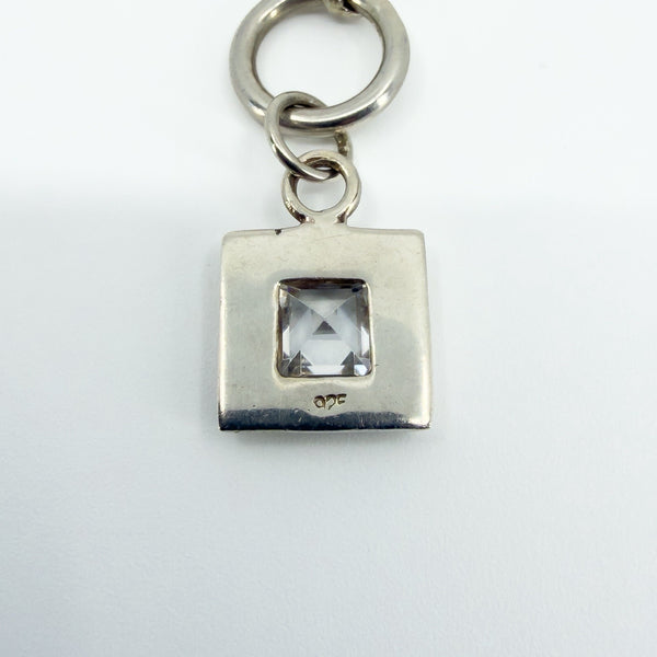 Vintage Sterling Silver 16.8” Rolo Chain & CZ T-Bar Toggle 925
