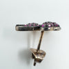 New Oxidised Sterling Silver Ruby Floral Leaf Stud Earrings