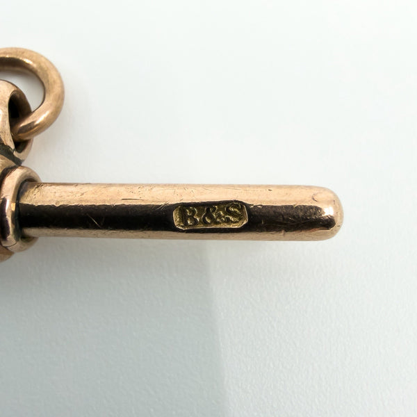 Antique Large 9ct Rose Gold T-Bar Pendant / Charm 375