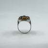 Huge Chunky Sterling Silver 4.50ct Citrine & Marcasite Cocktail Ring Size O - P