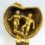 Unusal Vintage 9ct Gold Adam & Eve Apple Pendant/ Charm 375 Articulated 1987