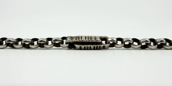 Antique Sterling Silver Chunky Fancy Link 14” Albert Chain 925