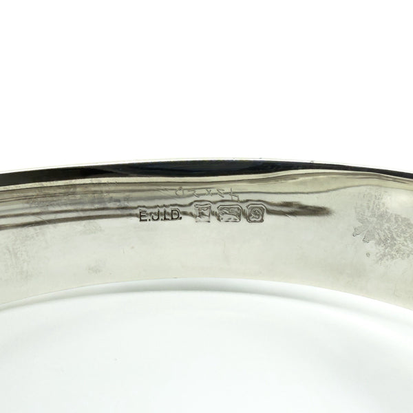Vintage Sterling Silver & Rose Gold Engraved Floral Bangle 925 (Birm 1978)