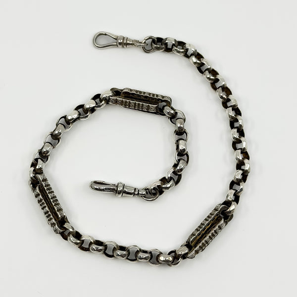 Antique Sterling Silver Chunky Fancy Link 14” Albert Chain 925