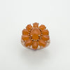 Huge Rose Gold on Silver Peach Moonstones Cluster Ring Size N  
