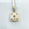 Modernist Square CZ Pendant & 18” Chain / Necklace 925