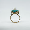 Antique 14ct Gold Pearl & Turquoise Ring Size L 