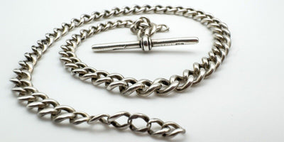 Antique Albert Chain & T-Bar in Sterling Silver 925 ( Birm 1901 )