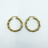 Large Vintage Twisted 9ct Gold Hoop Earrings 375