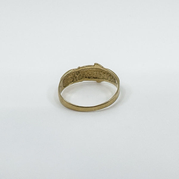 Vintage 9ct Gold Floral Engraved Buckle Ring 375 Size O 1/2