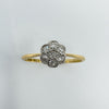 18ct Gold & Platinum Diamond Cluster Flower Ring 750 Size O