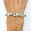 Chunky Sterling Silver Engraved Floral Links Bracelet & Heart Padlock 925 41g 