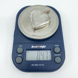 Large Vintage Sterling Silver Foliate Engraved Heart Photo Locket / Pendant 925