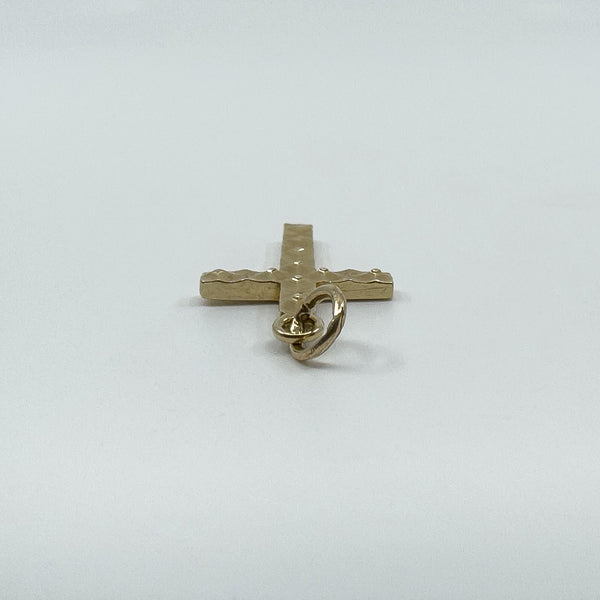 Vintage 9ct Gold Diamond Cut Christian Cross Pendant / Charm 375 Reversible 3d