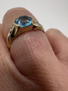 Vintage 9ct Yellow Gold 1ct Blue Topaz Solitaire Ring 375 Size K Edinburagh 1999