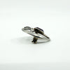 Vintage Sterling Silver Amethyst Oval Rose & Vine Brooch 925