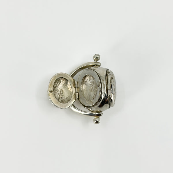 Unusal Vintage Sterling Silver Spinning 3x Sided Photo Locket Fob / Pendant 925
