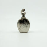 Chunky Sterling Silver Vintage Perfume / Poison Bottle Engraved Pendant 925