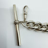 Chunky Sterling Silver Vintage Curb Links Bracelet & Large T-Bar Charm 925 61g