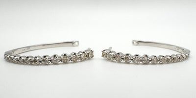 10ct White Gold Large Diamond Hoop Earrings