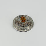 Large Vintage Sterling Silver Citrine Celtic Thistle Brooch 925 by Ward Bros