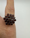 Vintage 9ct Gold Garnet Cocktail Cluster Ring Size J - K 