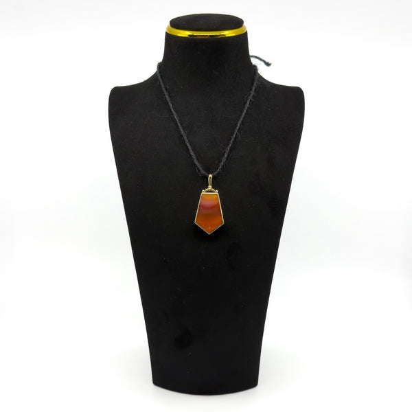 Large Chunky Vintage 9ct Gold Double Sided Green & Orange Agate Fob Pendant 375