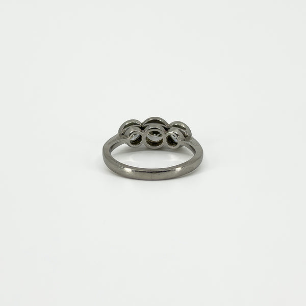 Vintage Platinum 1.60ct Diamond Trilogy Ring 950 Size L