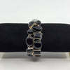 Unusal Sterling Silver Chunky Black Onyx 7.5" Bracelet 925